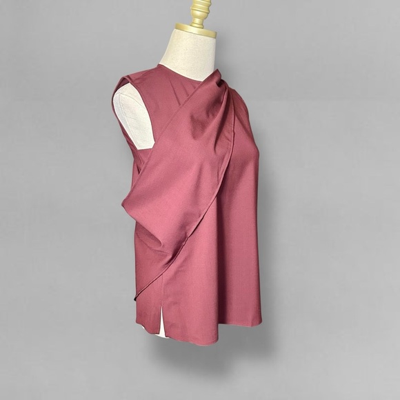 NWT Judith & Charles ‘Signac’ Scarf Blouse in Burgundy Red “Bordeaux” Size 0 - Picture 12 of 15